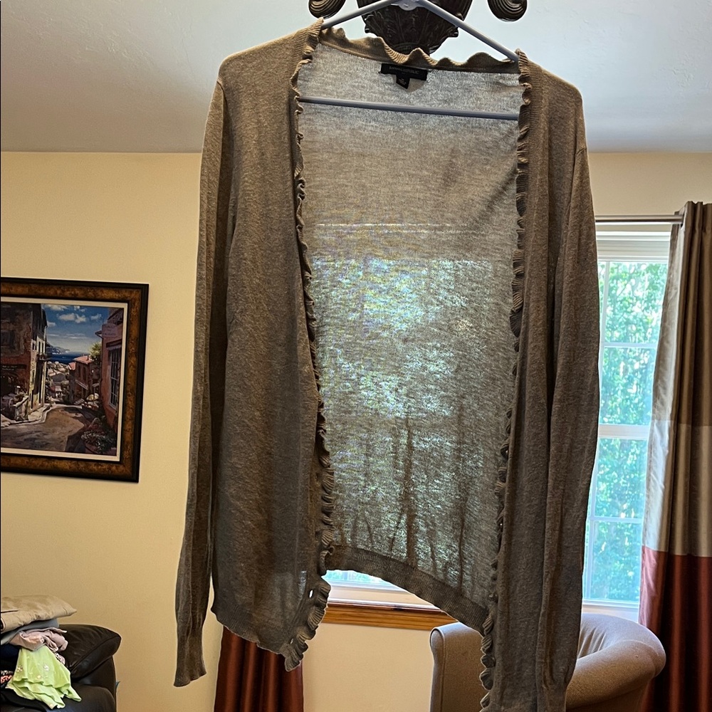 Banana Republic Women's Ruffle Trim Cardigan - Brown